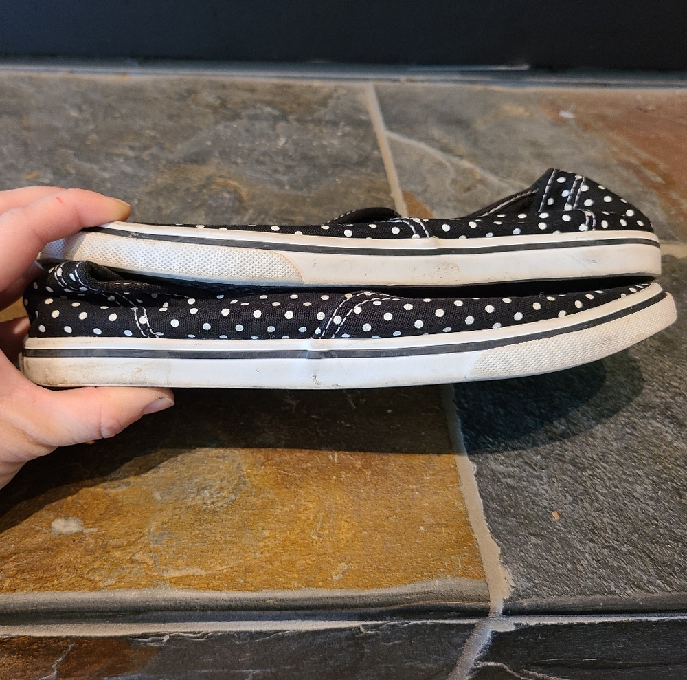 Vans Limited Edition Black and White Polka Dot Lace-up slide on Sneakers 6.5 - Picture 3 of 5